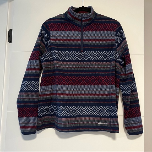 Eddie Bauer | Patterned Fleece Quarter-Zip Jacket - Picture 1 of 14